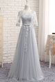 Charming A-line Scoop Neck Floor Length Sleeveless Long Tulle Bridesmaid Dresses with Appliques OHS123 | Cathyprom