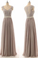 Sexy A-line V Neck Floor-length Chiffon Sleeveless Long Bridesmaid Dresses with Sequins OHS105 | Cathyprom