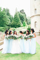A Line Sweetheart Floor Length Sleeveless Long Tulle Romantic Bridesmaid Dresses with Ruffles OHS129 | Cathyprom