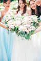 A Line Sweetheart Floor Length Sleeveless Long Tulle Romantic Bridesmaid Dresses with Ruffles OHS129 | Cathyprom
