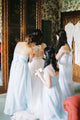 A Line Sweetheart Floor Length Sleeveless Long Tulle Romantic Bridesmaid Dresses with Ruffles OHS129 | Cathyprom