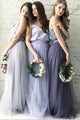 Two Piece A Line Scoop Lace Boho Simple Tulle Short Sleeves Bridesmaid Dresses OHS101 | Cathyprom
