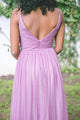 Cheap A Line Spaghetti Straps Floor Length Open Back Sleeveless Long Tulle Bridesmaid Dresses OHS111 | Cathyprom