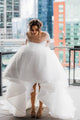 Princess A-Line Scoop Long Sleeve Backless Tulle Wedding Dress with Beading OHD096 | Cathyprom