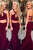 Two Piece Prom Dresses Trumpet Mermaid Sleeveless Burgundy Long Slit Cheap Prom Dress  OHC221 | Cathyprom