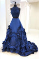Sparkly Two Piece Ball Gown Prom Dresses Halter Sleeveless Taffeta Beading Ruffles Long Prom Dress OHC255 | Cathyprom