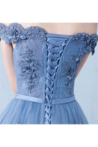 Beautiful A-line Off-the-shoulder Floor Length Sleeveless Long Tulle  Prom Dress/Evening Dress OHC135 | Cathyprom