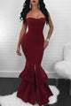 Trumpet/Mermaid Prom Dresses Sleeveless Long Satin Prom Dress Slit Sexy Evening Dress OHC253 | Cathyprom