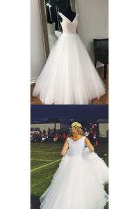 Sparkly Prom Dresses A Line V-neck Sleeveless Rhinestone Long Chic Tulle Prom Dress OHC250 | Cathyprom