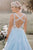 A Line V-neck Open Back Criss-Cross Straps Prom Dresses Sleeveless Long Tulle Embroidery Prom Dress OHC245 | Cathyprom