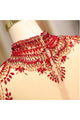 A Line High Neck Sweep Train Long Sleeves Burgundy Beading Long Satin Prom Dress Evening Dress  OHC123 | Cathyprom