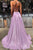 Sparkly Spaghetti Straps Sweep Train Sleeveless Criss-Cross Straps Lilac Long Tulle Prom Dress Evening Dress OHC111 | Cathyprom