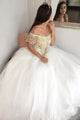 Gorgeous Ball Gown Off-the-shoulder Sleeveless Lace Beaded Long Tulle Prom Dress OHC235 | Cathyprom