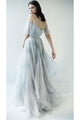 Sexy A Line Off-the-shoulder Floor-length Short Sleeves Long Chiffon Prom Dress/Evening Dress OHC116 | Cathyprom