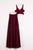 Cheap Two Piece Straps Floor-length Sleeveless Long Burgundy Chiffon Prom Dress OHC122 | Cathyprom