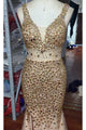 Sexy Sheath/Column Straps Floor Length Sleeveless Long Tulle Prom Dress Evening Dress Slit OHC125 | Cathyprom