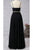 Sexy Two Piece Spaghetti Straps Floor Length Sleeveless Black Long Chiffon Prom Dress OHC196 | Cathyprom