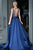 Sexy A-line V-neck Sweep Train Sleeveless Rhinestone Long Satin Prom Dress OHC195 | Cathyprom