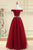 Cheap A Line Off-the-shoulder Floor-length Sleeveless Long Burgundy Tulle Prom Dress Evening Dress OHC124 | Cathyprom