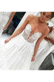 Sparkly Bateau A-line Sweep Train Sleeveless Long Tulle Prom Dress Wedding Dress with Lace Applique OHD153 | Cathyprom