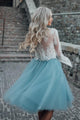 Beautiful Two Pieces Scoop Long Sleeves Tulle Homecoming Dress Short Prom Dress Party Dress  OHM111 | Cathyprom