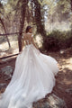 Sexy A Line V-Neck Sweep Train Sleeveless Tulle Bridal Gown Wedding Dresses with Appliques OHD127 | Cathyprom