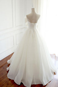 Beautiful Ball Gown Strapless Floor Length Sleeveless Long Organza Bowknot Bridal Gown Wedding Dresses OHD164 | Cathyprom