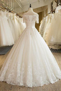 Beautiful Ball Gown Floor-length Off-the-shoulder Bridal Gown Wedding Dresses with Appliques OHD136 | Cathyprom