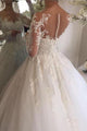 Chic Ball Gown Scoop Long Sleeves Bridal Gown Wedding Dresses with Beading Appliques OHD138 | Cathyprom