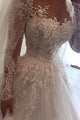 Chic Ball Gown Scoop Long Sleeves Bridal Gown Wedding Dresses with Beading Appliques OHD138 | Cathyprom