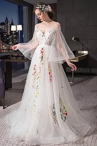 Beautiful Spaghetti Straps Sweep Train Long Sleeves Wedding Dresses Bridal Gown OHD112 | Cathyprom