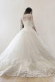 Chic Ball Gown Scoop Sweep Train Half Sleeves Tulle Wedding Dresses Bridal Gown OHD130 | Cathyprom