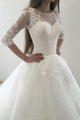 Chic Ball Gown Scoop Sweep Train Half Sleeves Tulle Wedding Dresses Bridal Gown OHD130 | Cathyprom