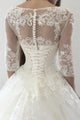 Chic Ball Gown Scoop Sweep Train Half Sleeves Tulle Wedding Dresses Bridal Gown OHD130 | Cathyprom