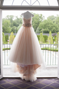 Cheap Ball Gown Sweetheart Sweep Train Sleeveless Romantic Tulle Wedding Dresses Sequins OHD160 | Cathyprom