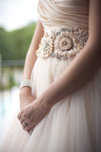Cheap Ball Gown Sweetheart Sweep Train Sleeveless Romantic Tulle Wedding Dresses Sequins OHD160 | Cathyprom