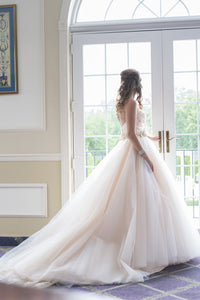 Cheap Ball Gown Sweetheart Sweep Train Sleeveless Romantic Tulle Wedding Dresses Sequins OHD160 | Cathyprom