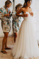 Sexy Simple Sweetheart Floor Length Sleeveless Tulle Wedding Dresses with Lace OHD124 | Cathyprom