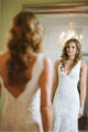 Sexy V-neck Tulle Sweep Train Sleeveless Bridal Gown Wedding Dresses Appliques OHD139 | Cathyprom