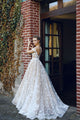 Beautiful A-line Scoop Sweep/Brush Train Sleeveless Long Tulle Bridal Gown Wedding Dresses with Appliques OHD169 | Cathyprom