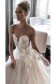 Beautiful A-line Scoop Floor Length Sleeveless Hand-Made Flower Beading Tulle Bridal Gown Wedding Dress OHD143 | Cathyprom