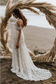 Romantic Simple Off-the-shoulder Sweep Train Long Tulle Beach Bridal Gown Wedding Dresses OHD145 | Cathyprom
