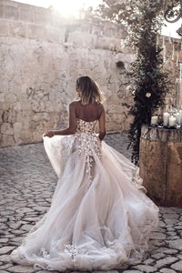 Beautiful A Line Sweetheart Sweep Train Long Wedding Dresses Bridal Gown OHD092 | Cathyprom