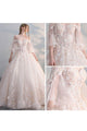 Chic Ball Gown Off-the-shoulder Sweep Train Half Sleeves Long Tulle Bridal Gown Wedding Dresses OHD158 | Cathyprom