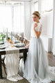Two Piece Wedding Dresses A-line Sweep Train Lace Simple Tulle Bridal Gown OHD204