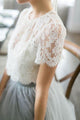 Two Piece Wedding Dresses A-line Sweep Train Lace Simple Tulle Bridal Gown OHD204