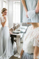Two Piece Wedding Dresses A-line Sweep Train Lace Simple Tulle Bridal Gown OHD204