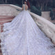 Ball Gown Wedding Dresses Romantic Long Sleeve Long Train Lace Bridal Gown OHD217
