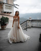 Sweetheart Modest Tulle A-Line Sweep Train Sleeveless Rustic Wedding Dress OHD211