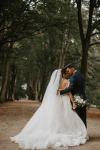 Ball Gown Off-the-Shoulder Sweep Train Sleeveless Lace Appliques Rustic Wedding Dress OHD144 | Cathyprom